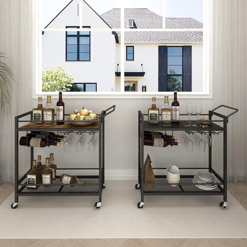 Food Trailer LAATOOREE 3-Tier Bar Cart - Gold & White